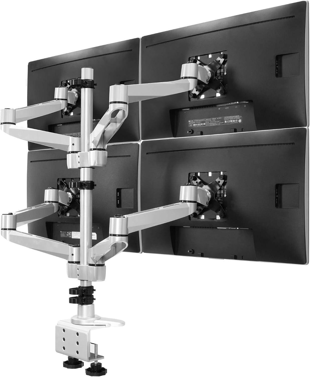 image:imageMountIt Quad Monitor Desk Mount with Full Motion Arms Modular Four Arm Monitor Stand with Quick Disconnect Technology