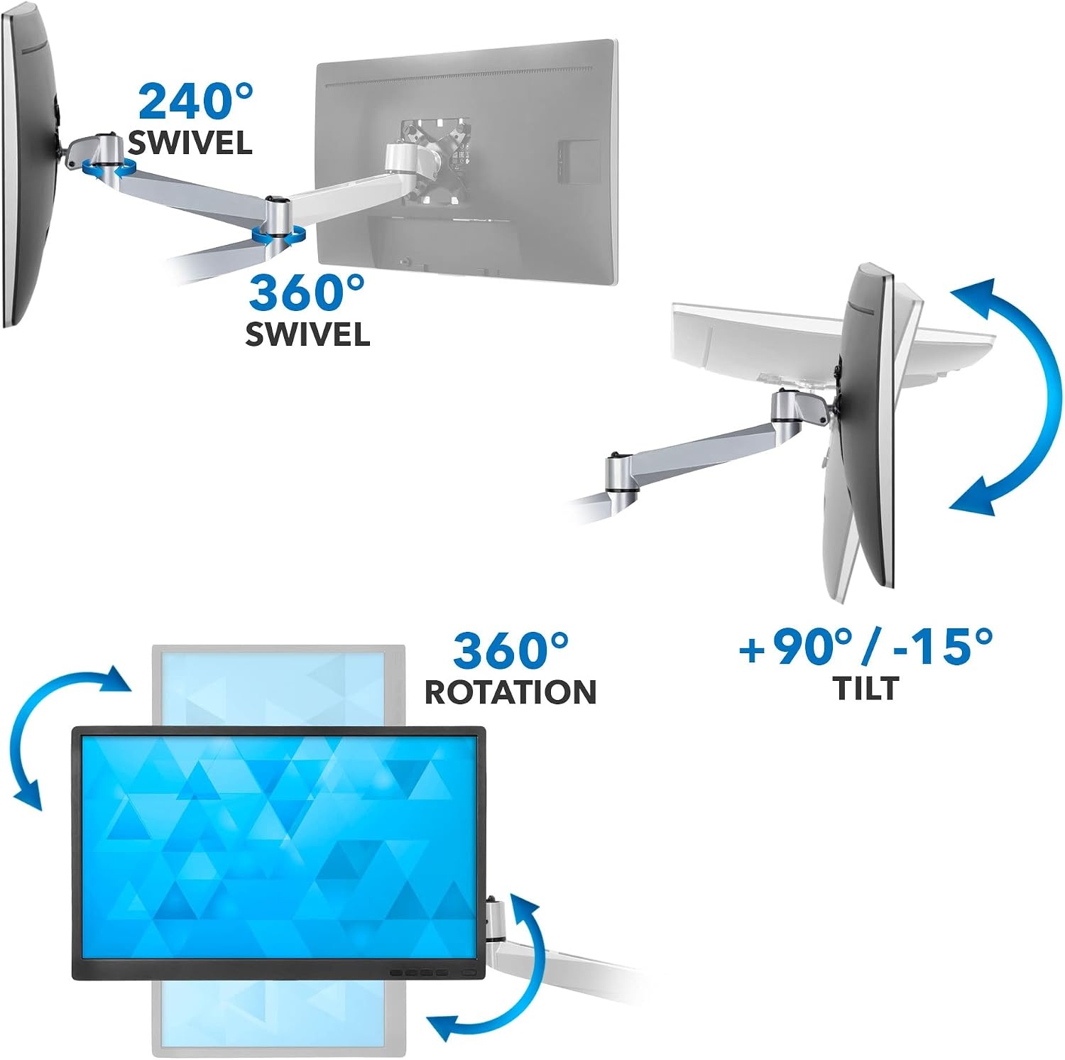 image:imageMountIt Quad Monitor Desk Mount with Full Motion Arms Modular Four Arm Monitor Stand with Quick Disconnect Technology