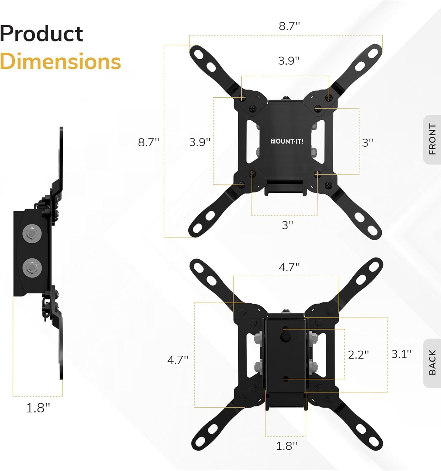 image:imageMountIt Tilting TV Wall Mount Bracket for Small TVs and Monitors LowProfile 14 Design with Quick Release Fits 19 to 32 Inch Screens VESA 75x75 and 100x100 mm 44 Lbs Capacity Black32 50 Screens