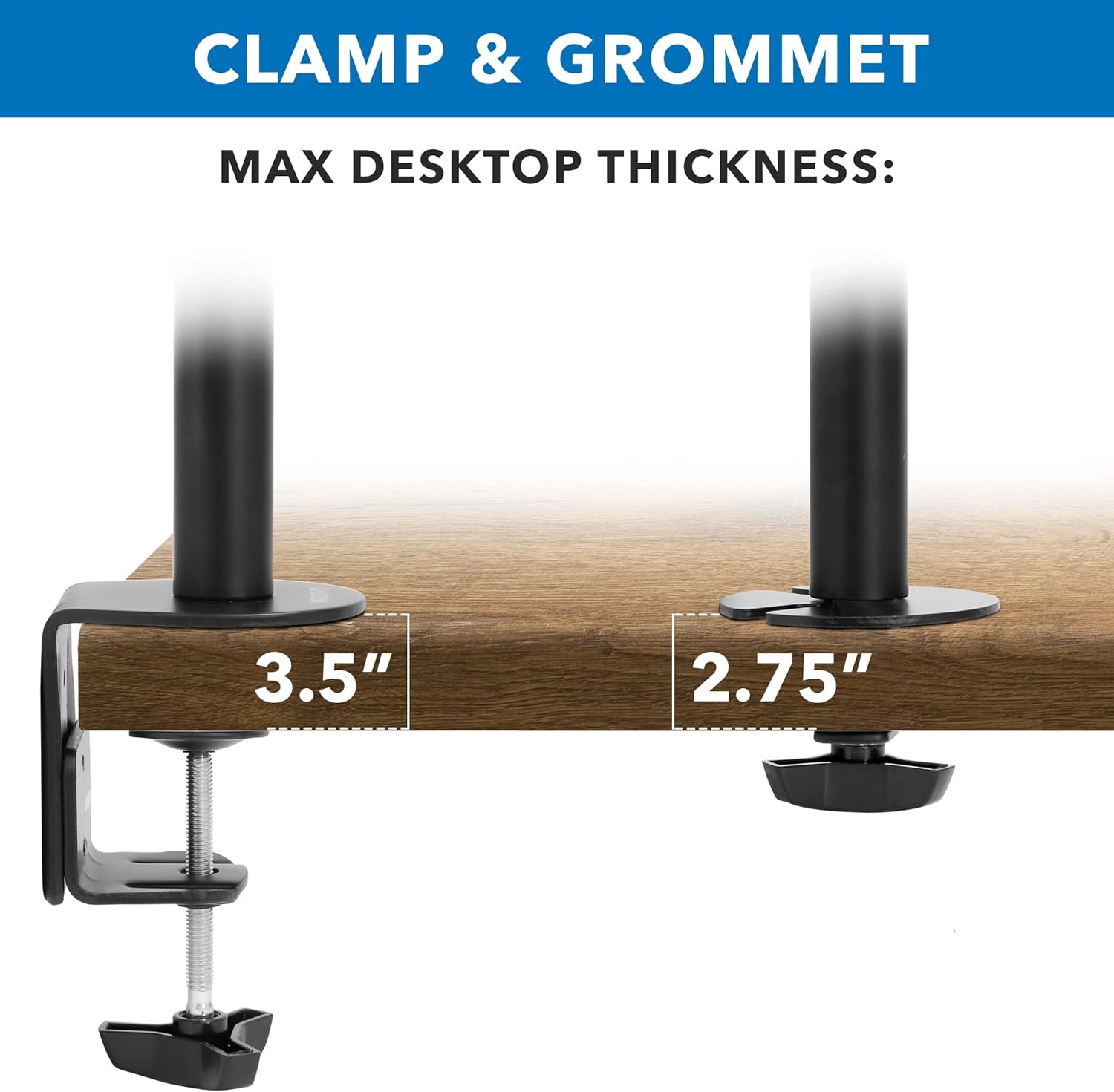 image:imageMountIt Triple Monitor Mount 3 Screen Desk Stand for LCD Computer Monitors for 19 20 22 23 24 27 Inch Monitors VESA 75 and 100 Compatible Full Motion 54 lbs Capacity MI1753Blackup to 27 inches