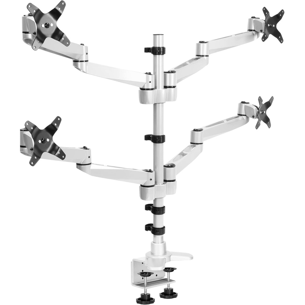 image:imageMountIt Quad Monitor Desk Mount with Full Motion Arms Modular Four Arm Monitor Stand with Quick Disconnect Technology