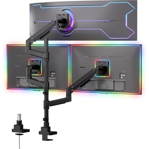 image:imageMountIt HeavyDuty 21 Triple Monitor Mount Stacked Ultrawide Desk Monitor Arm for One 49 Screen  Two 35 Monitors 44 lb Gas Spring Arms Clamp amp Grommet Mount
