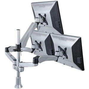image:imageMountIt Premium Triple Monitor Desk Mount with Three Full Motion Gas Spring Arms Pyramid Style 21 Monitor Stand Fits Monitors Up to 32 VESA 75 and 100 mm Compatible