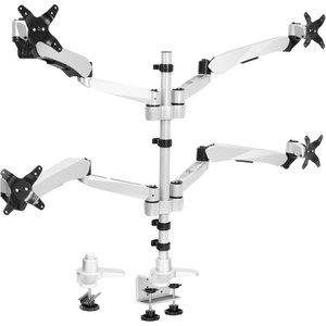 image:imageMountIt Quad Monitor Desk Mount with Full Motion Height Adjustable Arms  Premium Modular Computer Screen Mount with VESA 75x75 100x100 mm Pattern  Clamp Base Silver