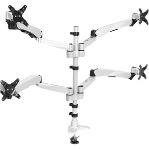 image:imageMountIt Quad Monitor Desk Mount with Full Motion Height Adjustable Arms  Premium Modular Computer Screen Mount with VESA 75x75 100x100 mm Pattern  Grommet Base Silver