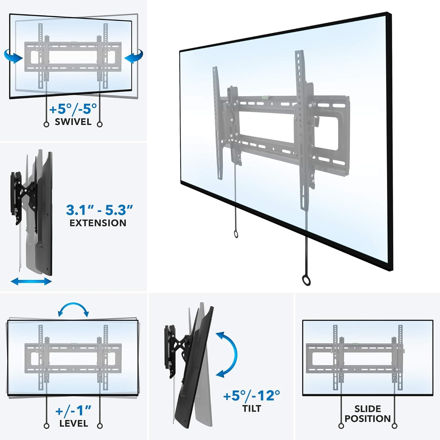 image:imageMountIt Advanced Tilt TV Wall Mount Full Tilting Extendable Mounting Bracket Fits 37 80 Screen VESA Compatible up to 600x400mm Perfect Above Fireplace Mounting Bracket