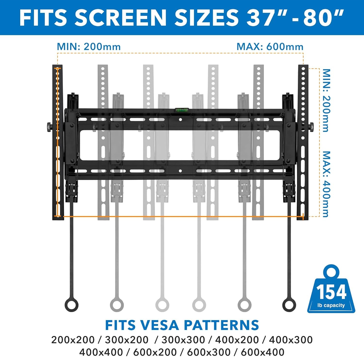 image:imageMountIt Advanced Tilt TV Wall Mount Full Tilting Extendable Mounting Bracket Fits 37 80 Screen VESA Compatible up to 600x400mm Perfect Above Fireplace Mounting Bracket