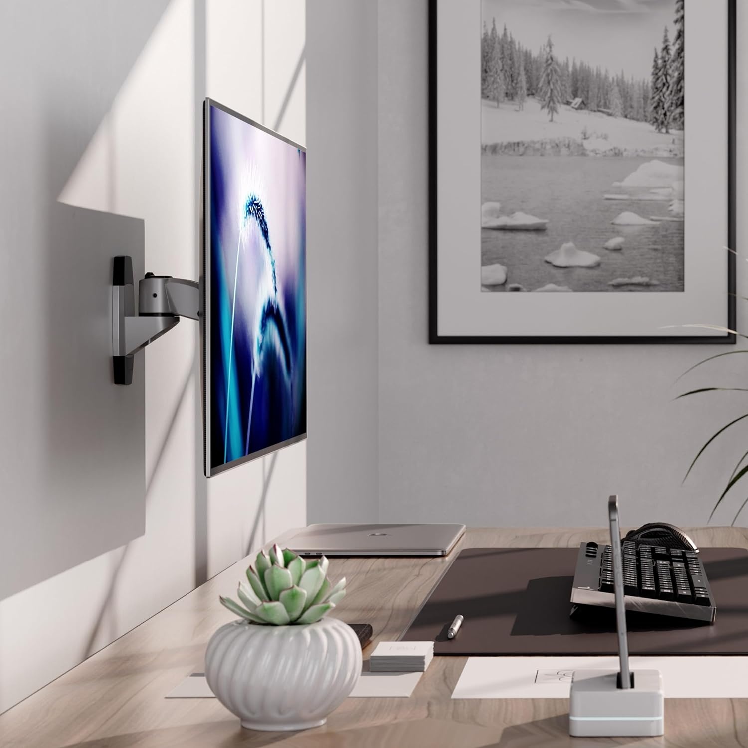 image:imageMountIt CLiX Series Single Monitor Wall Mount Compact Articulating Arm TAACompliant Fits 1334 Screens up to 30 lbs VESA 75 100 Aluminum SpaceSaving LowProfile Design QuickConnect Silver