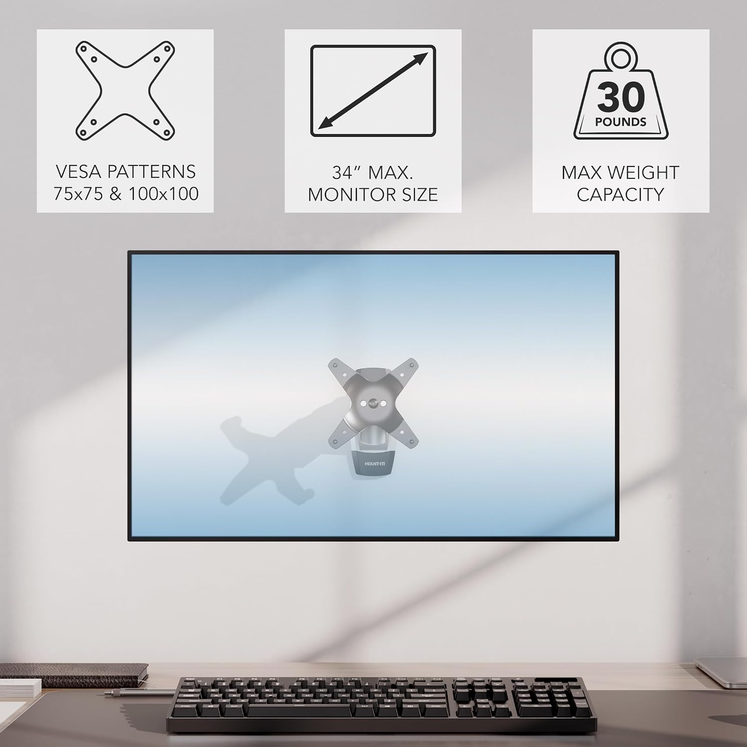 image:imageMountIt CLiX Series Single Monitor Wall Mount Compact Articulating Arm TAACompliant Fits 1334 Screens up to 30 lbs VESA 75 100 Aluminum SpaceSaving LowProfile Design QuickConnect Silver