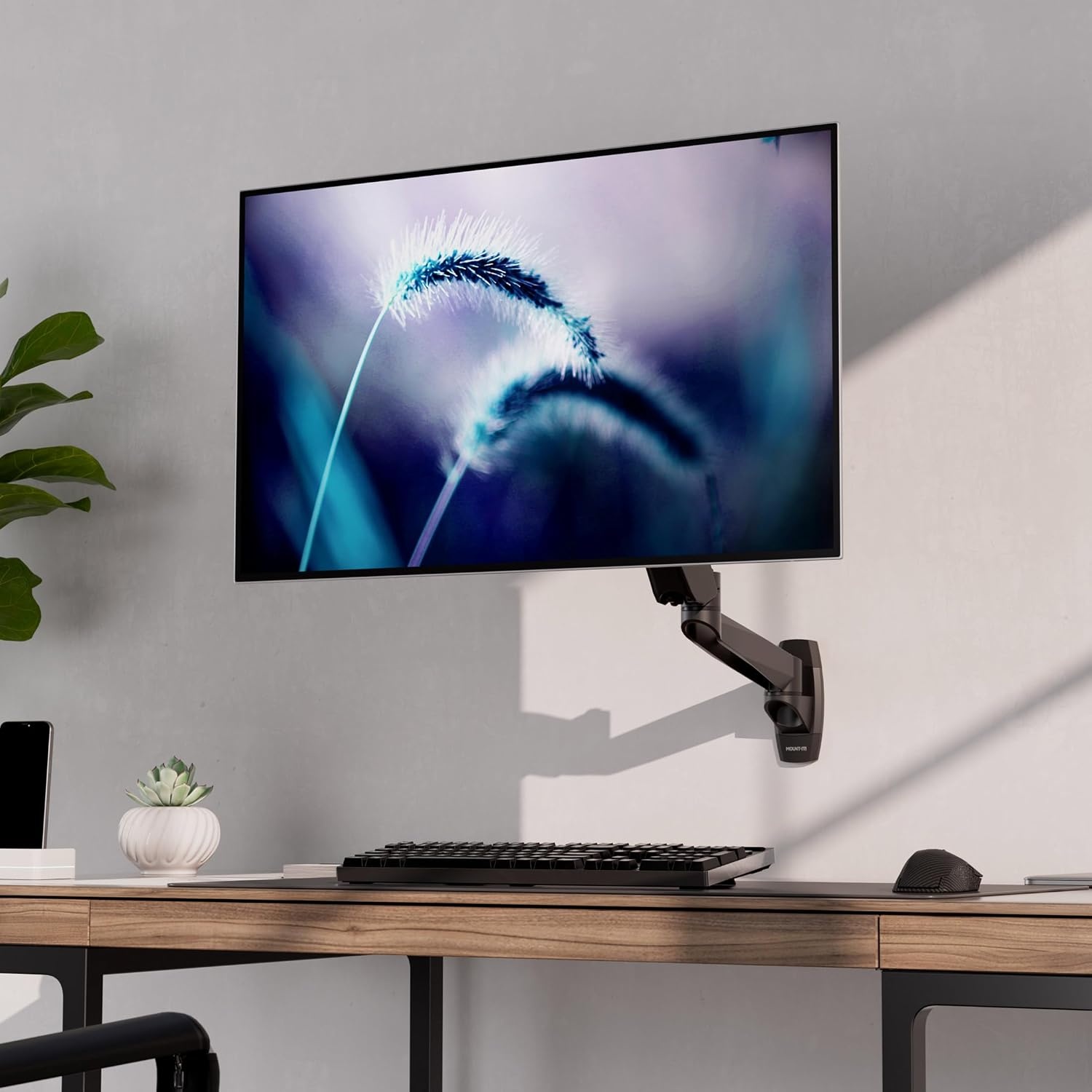 image:imageMountIt CLiX Series Single Monitor Wall Mount Gas Spring Arm TAACompliant Fits 1332 Screens up to 198 lbs VESA 75x75 100x100 Articulating Premium Aluminum SpaceSaving Design Black