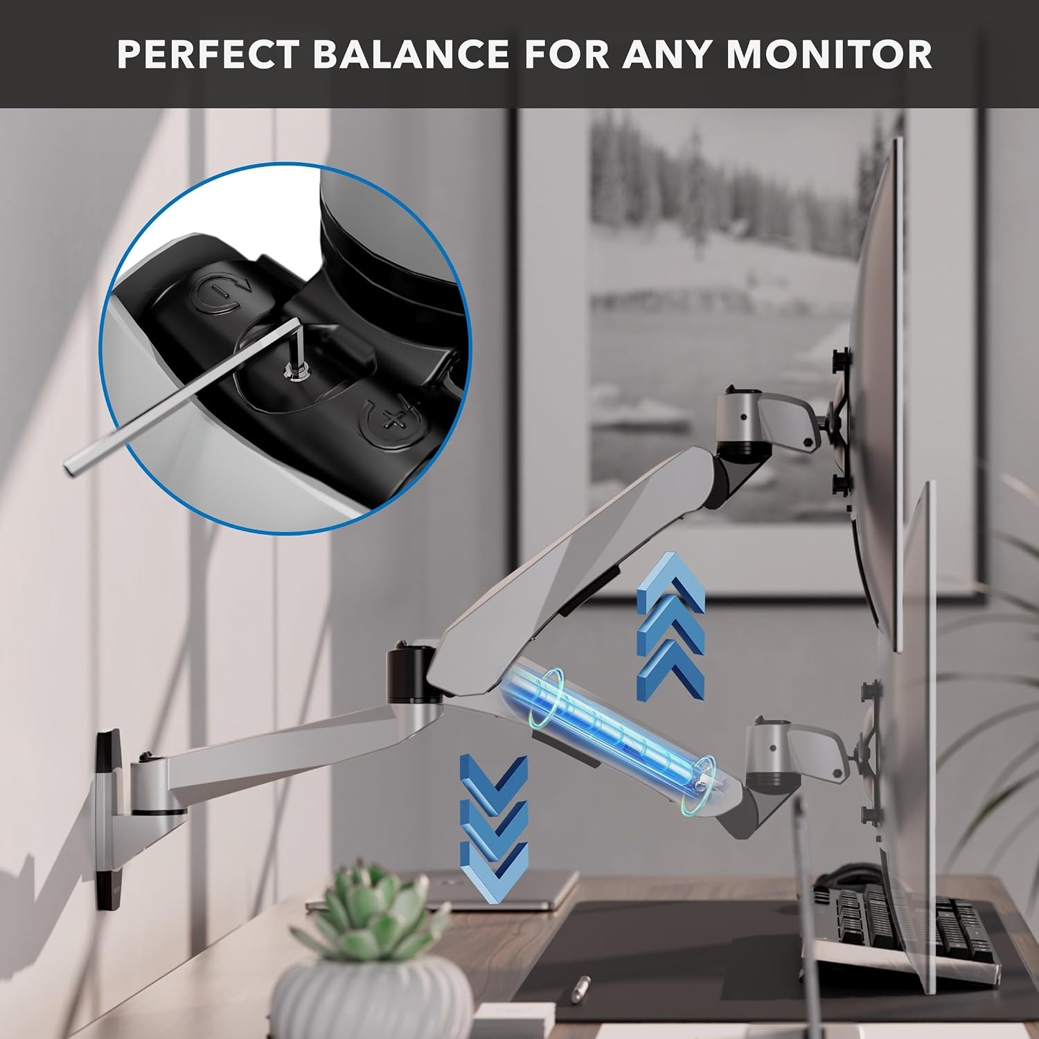 image:imageMountIt CLiX Series Single Monitor Wall Mount Gas Spring Arm TAACompliant Fits 1332 Screens up to 198 lbs VESA 75x75 100x100 Full Motion Articulating Premium Aluminum SpaceSaving Design