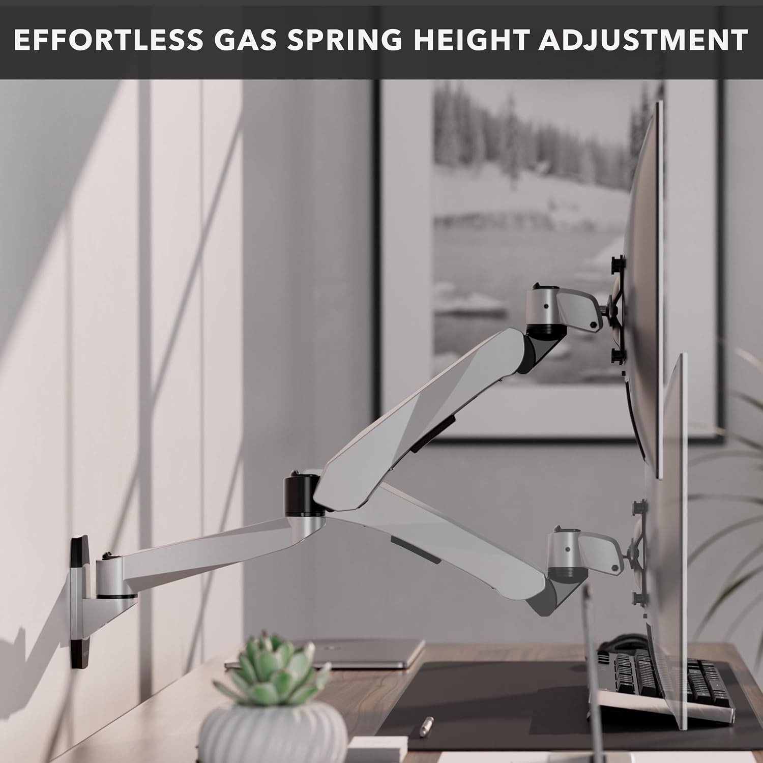 image:imageMountIt CLiX Series Single Monitor Wall Mount Gas Spring Arm TAACompliant Fits 1332 Screens up to 198 lbs VESA 75x75 100x100 Full Motion Articulating Premium Aluminum SpaceSaving Design