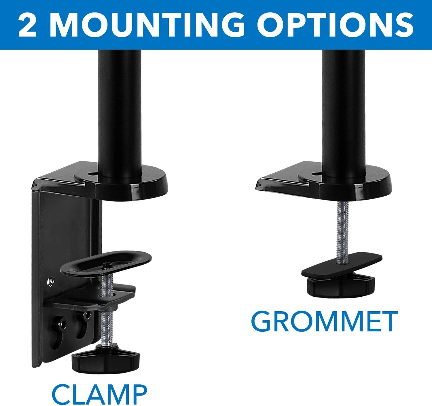 image:imageMountIt Dual Monitor Arm Desk Mount for 1732 Screens Gas Spring Adjustable Monitor Stand Vertical Stack or SidebySide Setup 176 lbs Each Arm VESA 75x75 100x100 Clamp amp Grommet Base MI4762