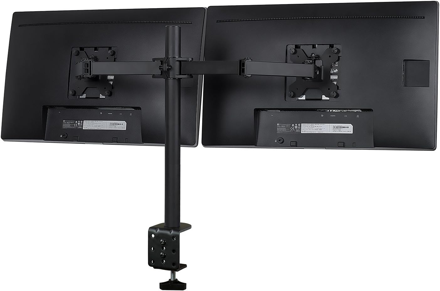 image:imageMountIt Dual Monitor Desk Mount Full Motion Arms Fit 1732 Inch Screens up to 198 lbs Each Height Adjustable Tilt Swivel Rotate VESA 75x75 100x100 CClamp and Grommet Base