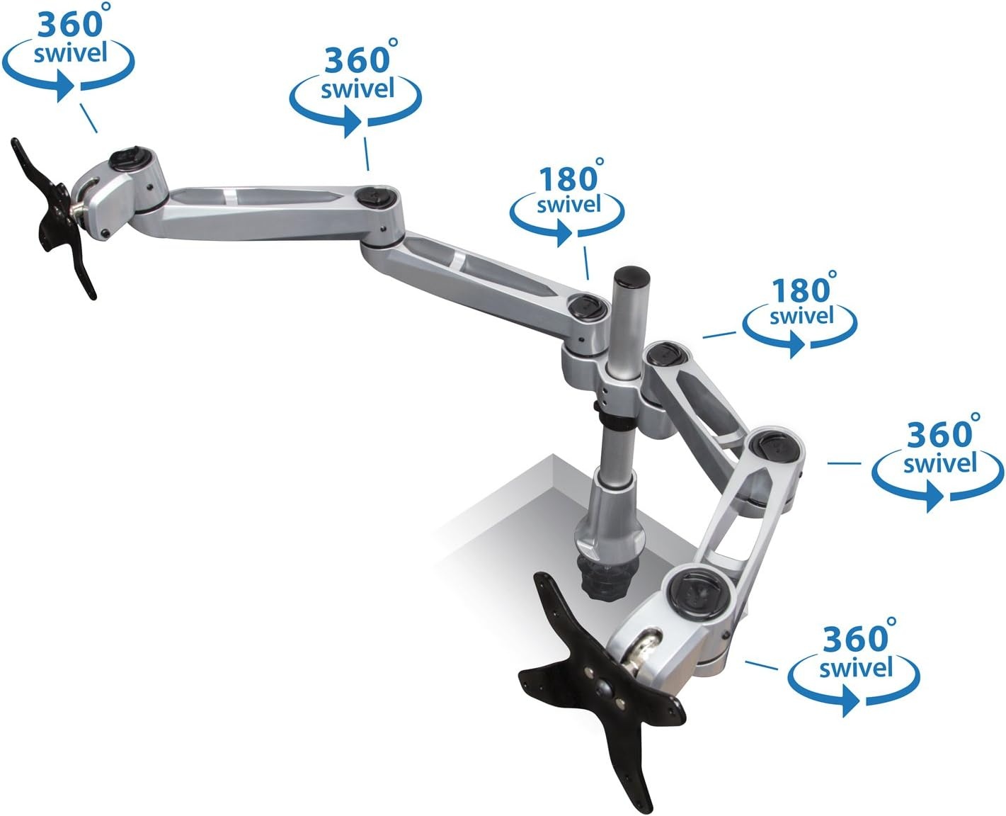 image:imageMountIt Dual Monitor Desk Mount with Full Motion Swivel Arms Premium Aluminum Material with Modular Quick Connect Function MI43116
