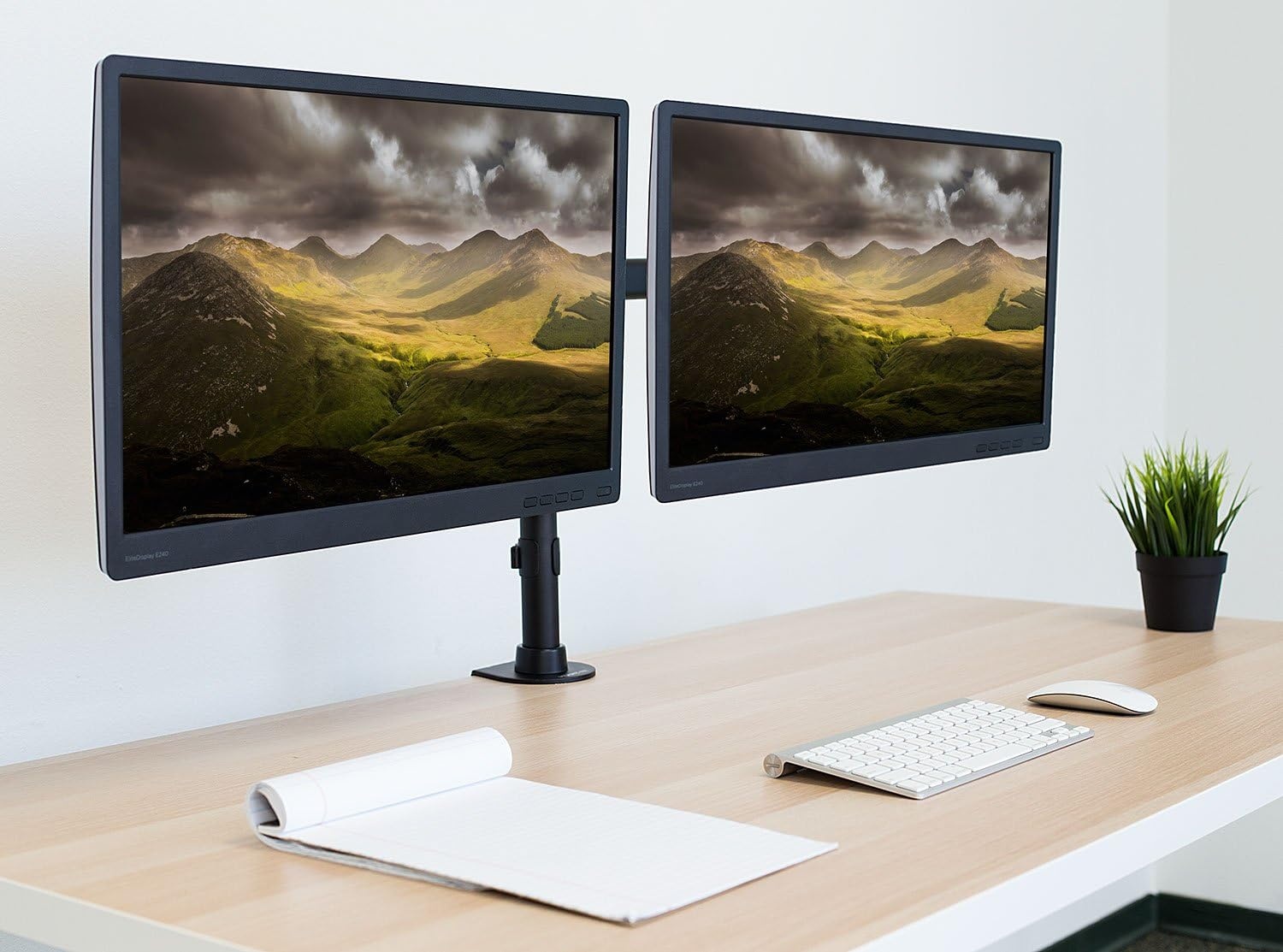 image:imageMountIt Dual Monitor Mount Double Monitor Desk Stand Arm Fits 2 Computer Screens 17 19 20 21 22 24 27 Inch Two VESA 75 100 Compatible Displays CClamp and Grommet Bases Included