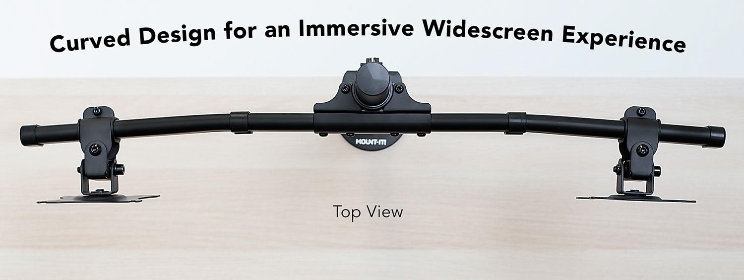 image:imageMountIt Dual Monitor Mount Double Monitor Desk Stand Arm Fits 2 Computer Screens 17 19 20 21 22 24 27 Inch Two VESA 75 100 Compatible Displays CClamp and Grommet Bases Included