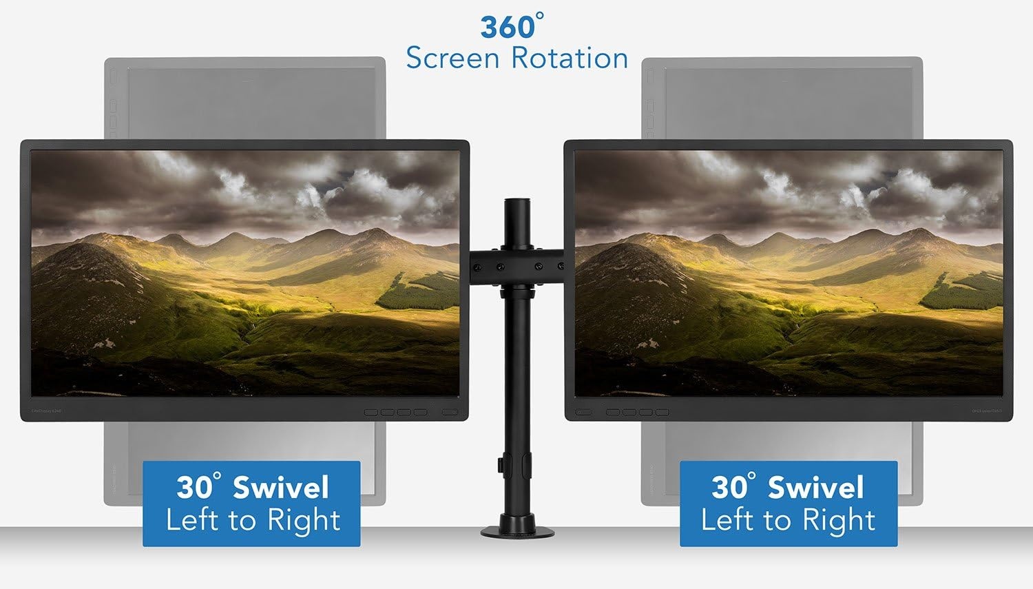 image:imageMountIt Dual Monitor Mount Double Monitor Desk Stand Arm Fits 2 Computer Screens 17 19 20 21 22 24 27 Inch Two VESA 75 100 Compatible Displays CClamp and Grommet Bases Included