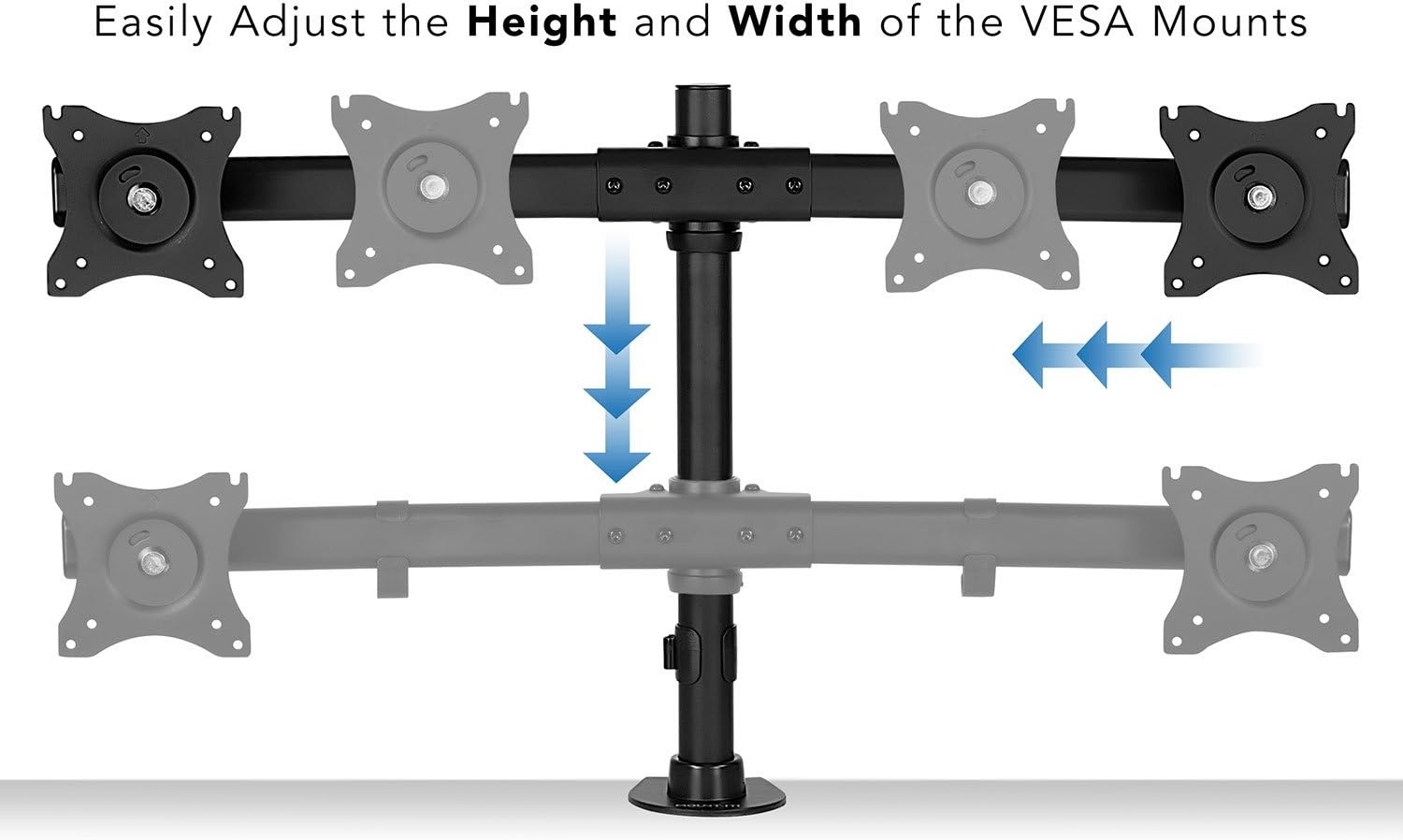 image:imageMountIt Dual Monitor Mount Double Monitor Desk Stand Arm Fits 2 Computer Screens 17 19 20 21 22 24 27 Inch Two VESA 75 100 Compatible Displays CClamp and Grommet Bases Included