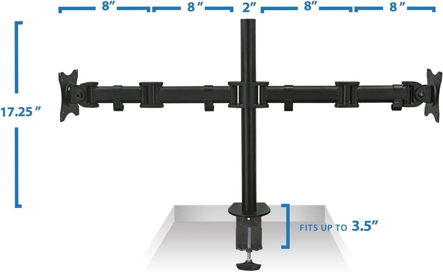 image:imageMountIt Dual Monitor Mount Double Monitor Desk Stand Arm Two Articulating Arms Fit 2 Screens 17 19 20 21 22 24 27 Inch Computer VESA 75 100 Compatible Displays CClamp Base