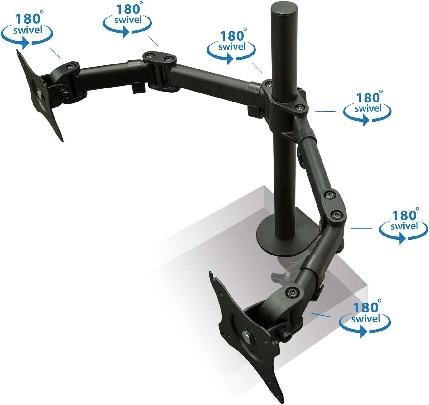 image:imageMountIt Dual Monitor Mount Double Monitor Desk Stand Arm Two Articulating Arms Fit 2 Screens 17 19 20 21 22 24 27 Inch Computer VESA 75 100 Compatible Displays CClamp Base