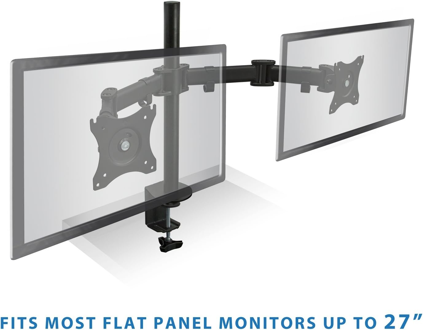 image:imageMountIt Dual Monitor Mount Double Monitor Desk Stand Arm Two Articulating Arms Fit 2 Screens 17 19 20 21 22 24 27 Inch Computer VESA 75 100 Compatible Displays CClamp Base