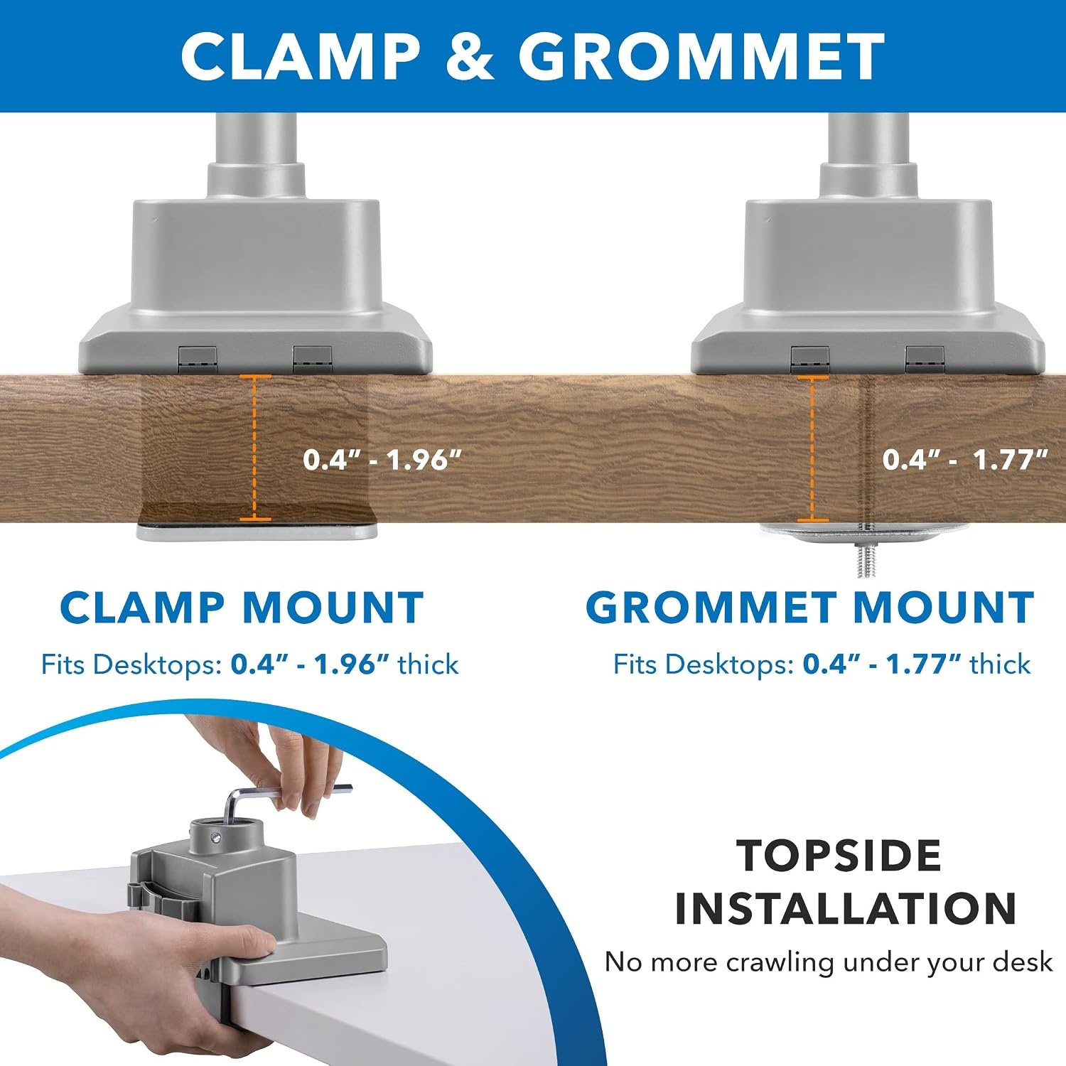 image:imageMountIt Dual Monitor Mount Monitor Stands for 2 Monitors Computer Arms on Desk Stand Gas Spring Height Adjustable Desk Mount in Silver VESA 75 100 Fits Screens Up to 32 Silver Color
