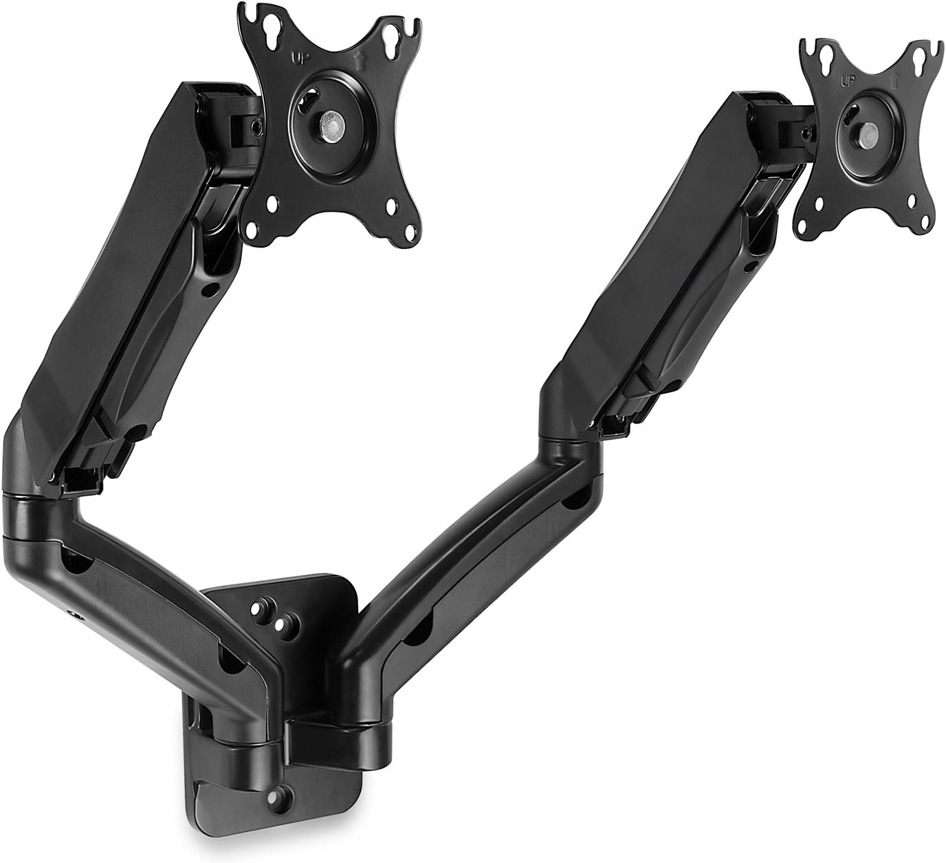 image:imageMountIt Dual Monitor Wall Mount 2 Monitor Wall Brackets Full Motion Adjustable Computer Monitor Wall Mount with Articulating Arms for up to 27 Screens with 75 or 100 VESA Patterns