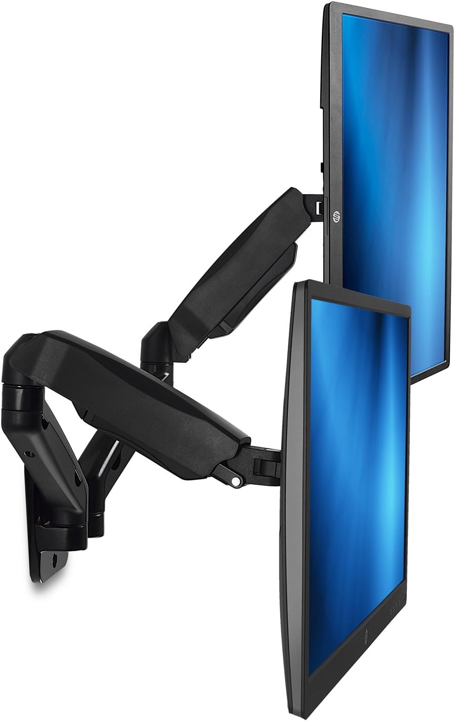 image:imageMountIt Dual Monitor Wall Mount 2 Monitor Wall Mount Arms Full Motion Height Adjustable Computer Monitor Wall Mounting Bracket with Two Articulating Arms for up to 27 Screens 75 100 mm VESA