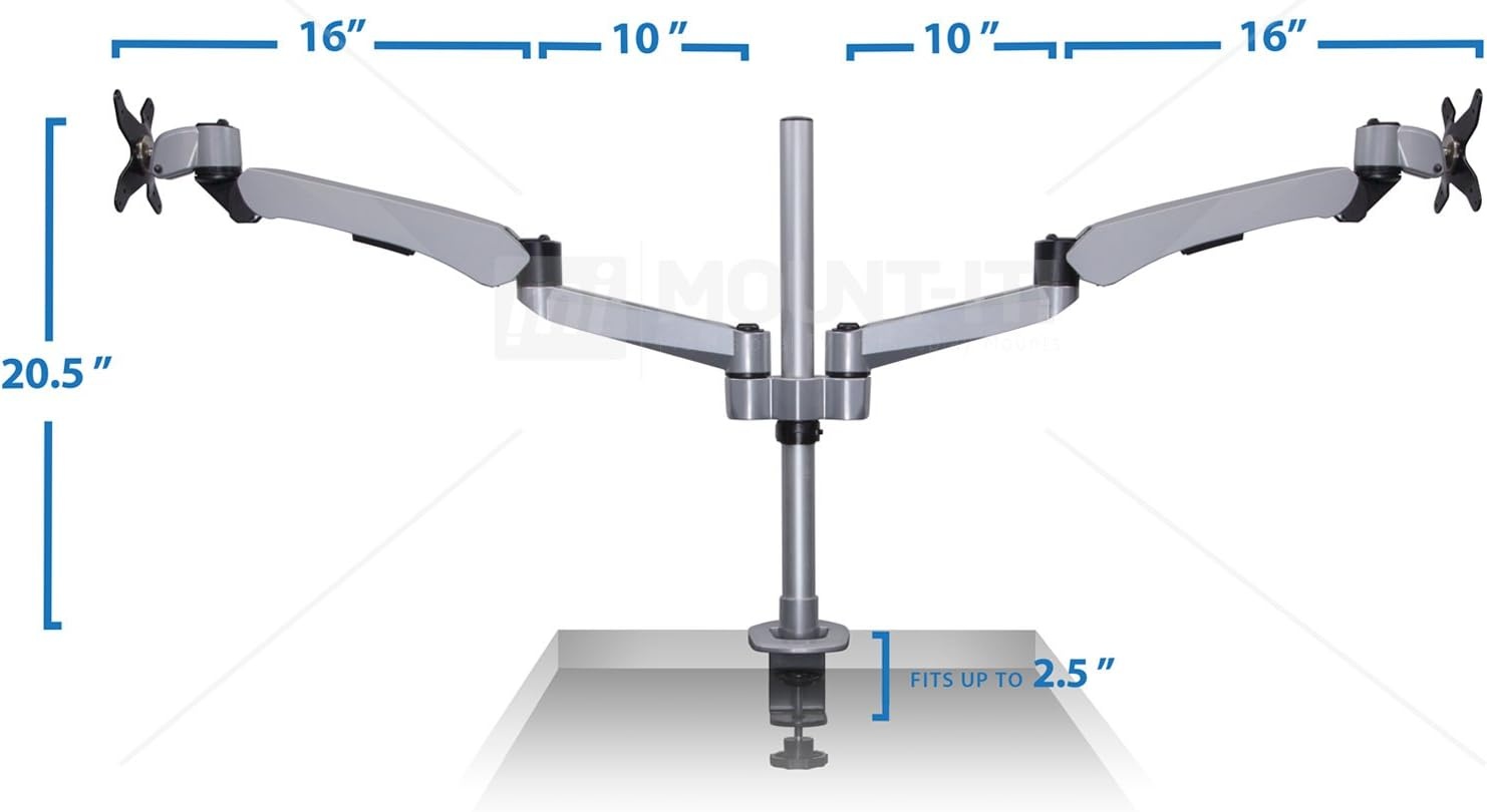 image:imageMountIt Expandable Two Monitor Computer Desk Mount Spring Arm Quick Release MI45116