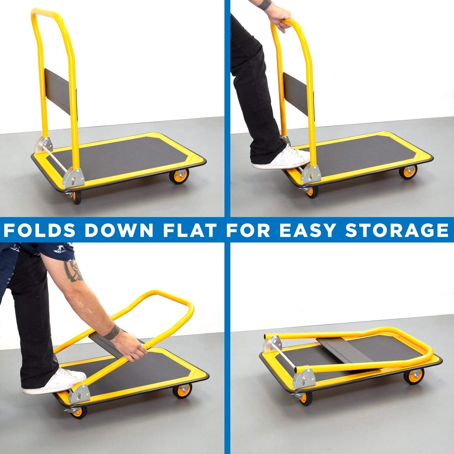 image:imageMountIt Folding Hand Truck Dolly Platform Truck 330 lb Heavy Duty Flatbed Cart with Wheels Foldable Platform Cart with 360 Swivel Casters Push Cart for Moving Boxes amp Furniture MI920330 Lbs Fixed
