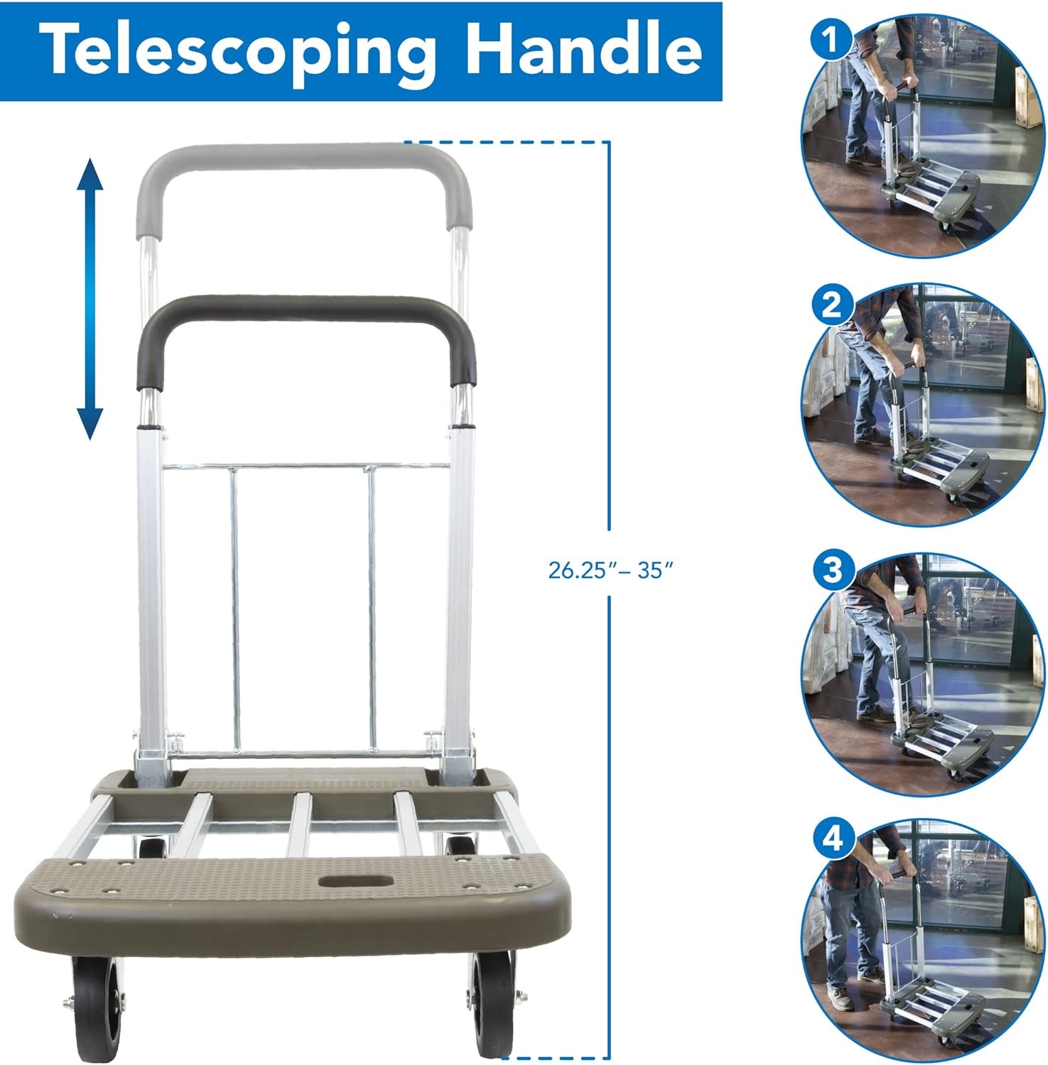 image:imageMountIt Folding Hand Truck Dolly Platform Truck 330 lb Heavy Duty Flatbed Cart with Wheels Foldable Platform Cart with 360 Swivel Casters Push Cart for Moving Boxes amp Furniture MI920330 Lbs Extendable