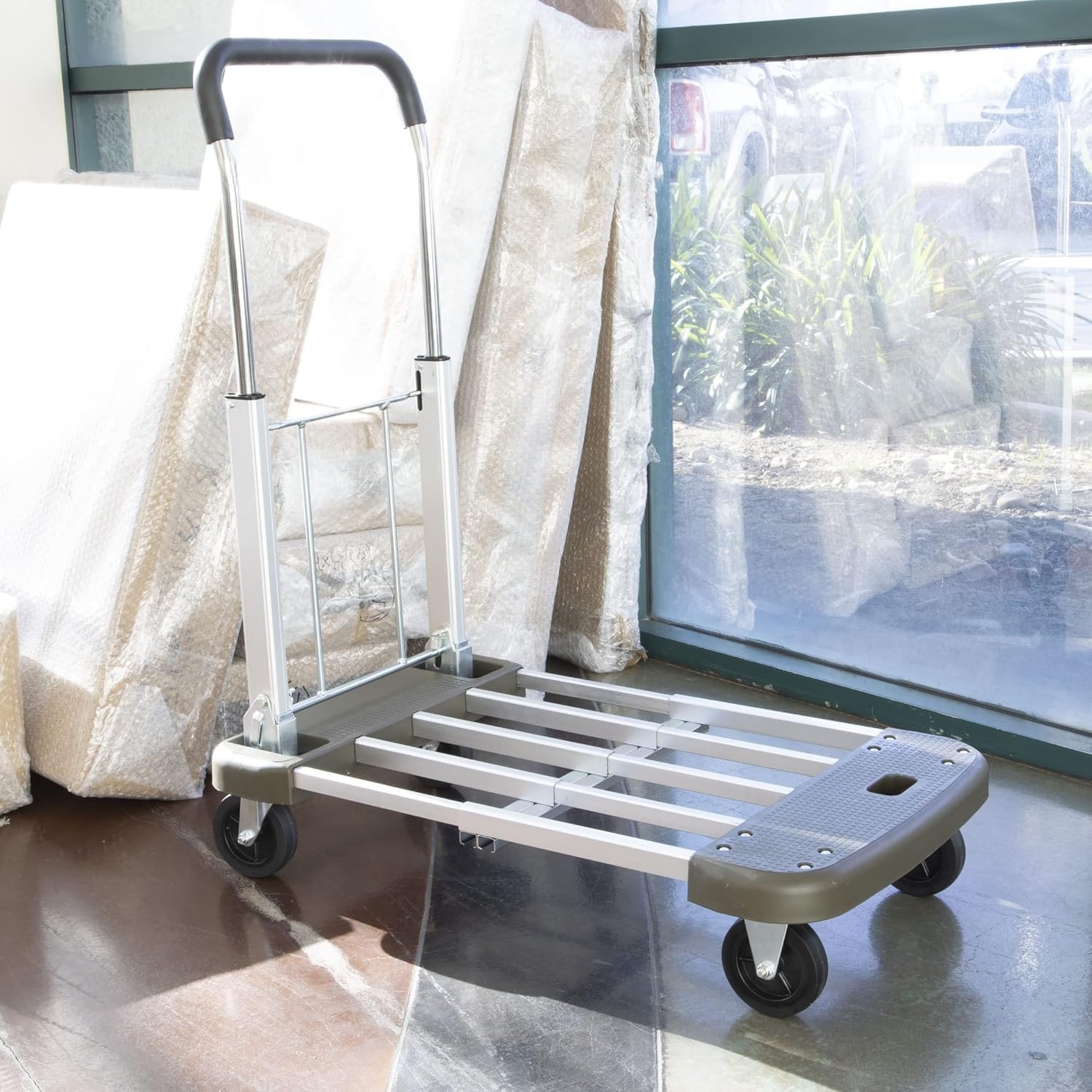 image:imageMountIt Folding Hand Truck Dolly Platform Truck 330 lb Heavy Duty Flatbed Cart with Wheels Foldable Platform Cart with 360 Swivel Casters Push Cart for Moving Boxes amp Furniture MI920330 Lbs Extendable