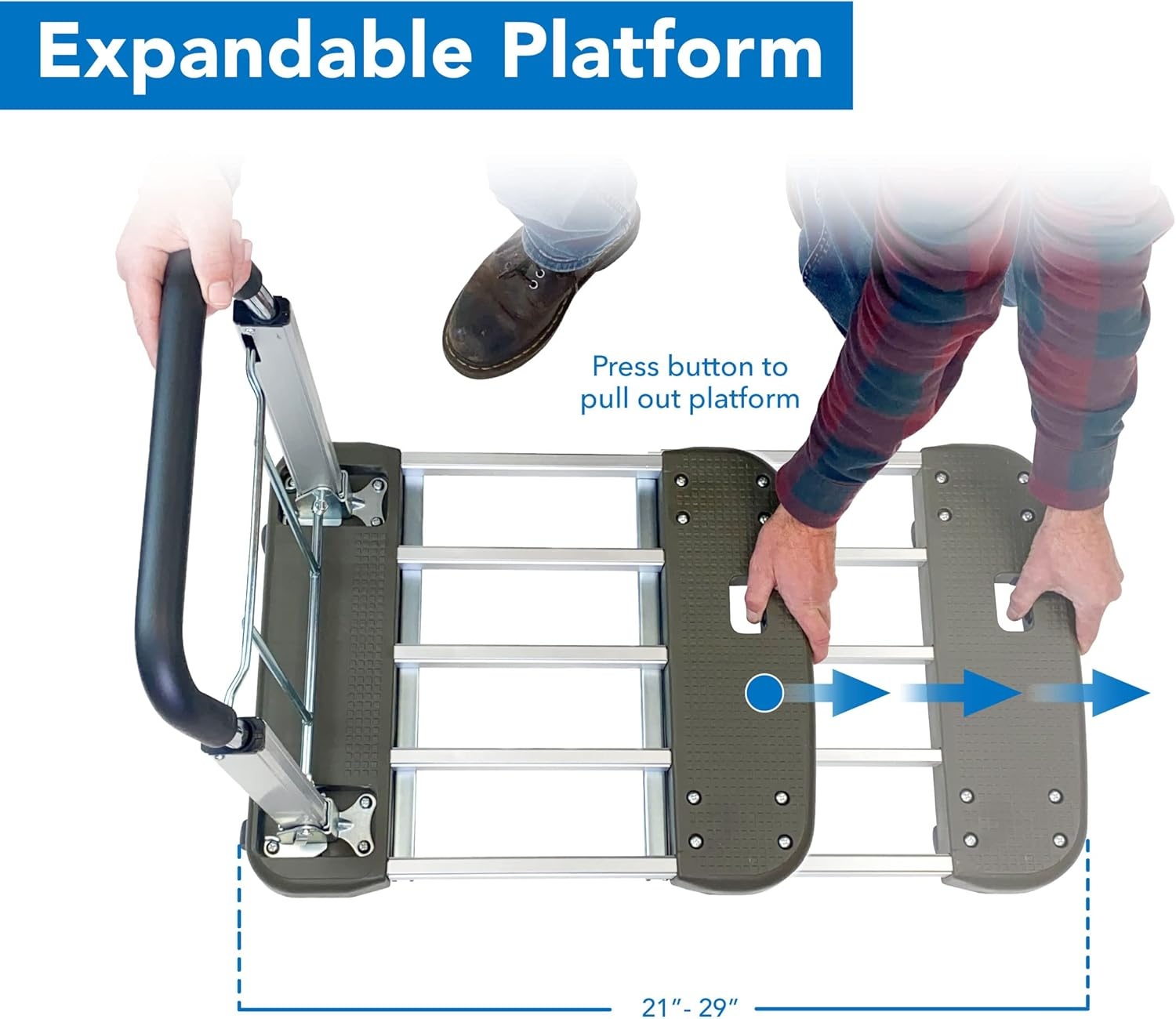 image:imageMountIt Folding Hand Truck Dolly Platform Truck 330 lb Heavy Duty Flatbed Cart with Wheels Foldable Platform Cart with 360 Swivel Casters Push Cart for Moving Boxes amp Furniture MI920330 Lbs Extendable