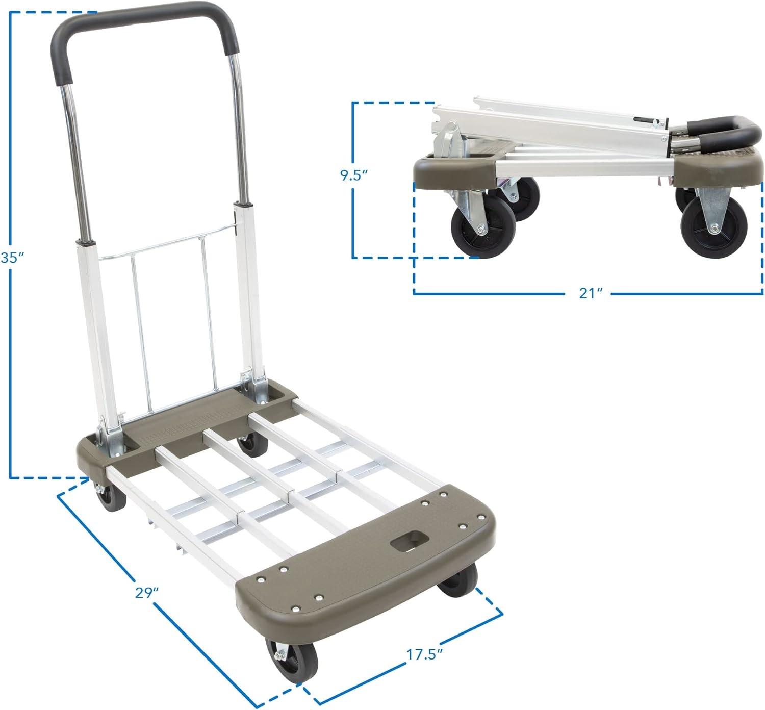 image:imageMountIt Folding Hand Truck Dolly Platform Truck 330 lb Heavy Duty Flatbed Cart with Wheels Foldable Platform Cart with 360 Swivel Casters Push Cart for Moving Boxes amp Furniture MI920330 Lbs Extendable