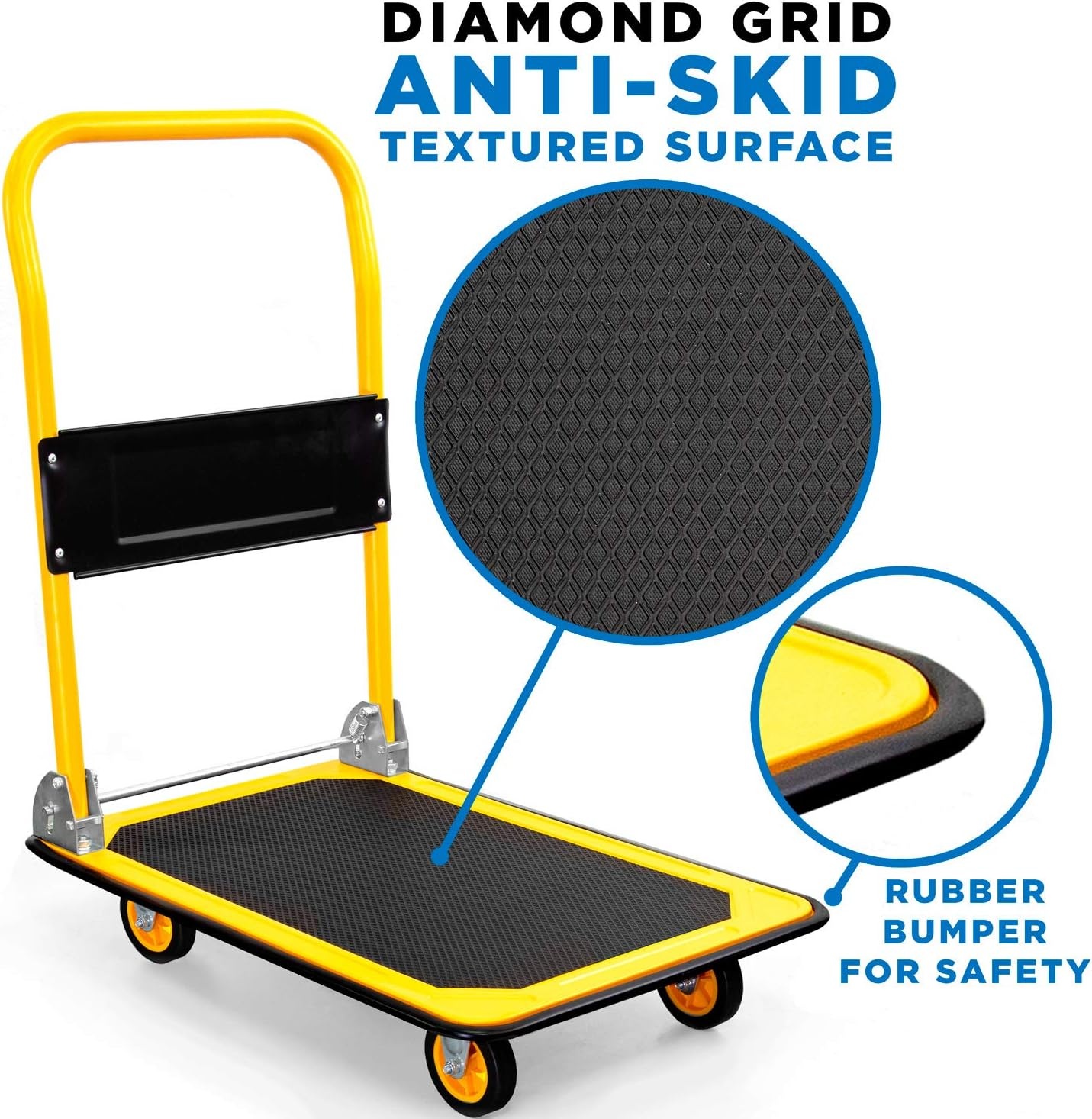 image:imageMountIt Folding Hand Truck Dolly Platform Truck 330 lb Heavy Duty Flatbed Cart with Wheels Foldable Platform Cart with 360 Swivel Casters Push Cart for Moving Boxes amp Furniture MI920330 Lbs Fixed