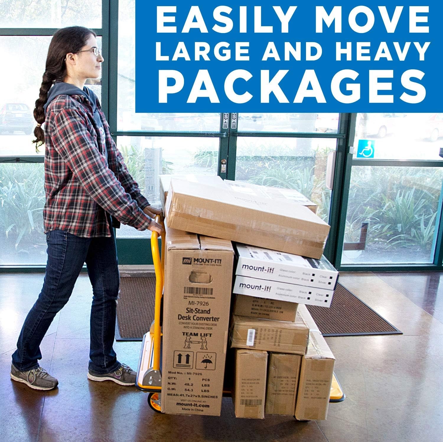 image:imageMountIt Folding Hand Truck Dolly Platform Truck 330 lb Heavy Duty Flatbed Cart with Wheels Foldable Platform Cart with 360 Swivel Casters Push Cart for Moving Boxes amp Furniture MI920330 Lbs Fixed