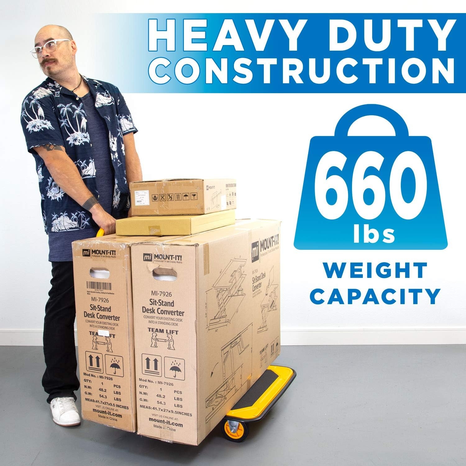 image:imageMountIt Folding Hand Truck Dolly Platform Truck 330 lb Heavy Duty Flatbed Cart with Wheels Foldable Platform Cart with 360 Swivel Casters Push Cart for Moving Boxes amp Furniture MI920660 Lbs Fixed