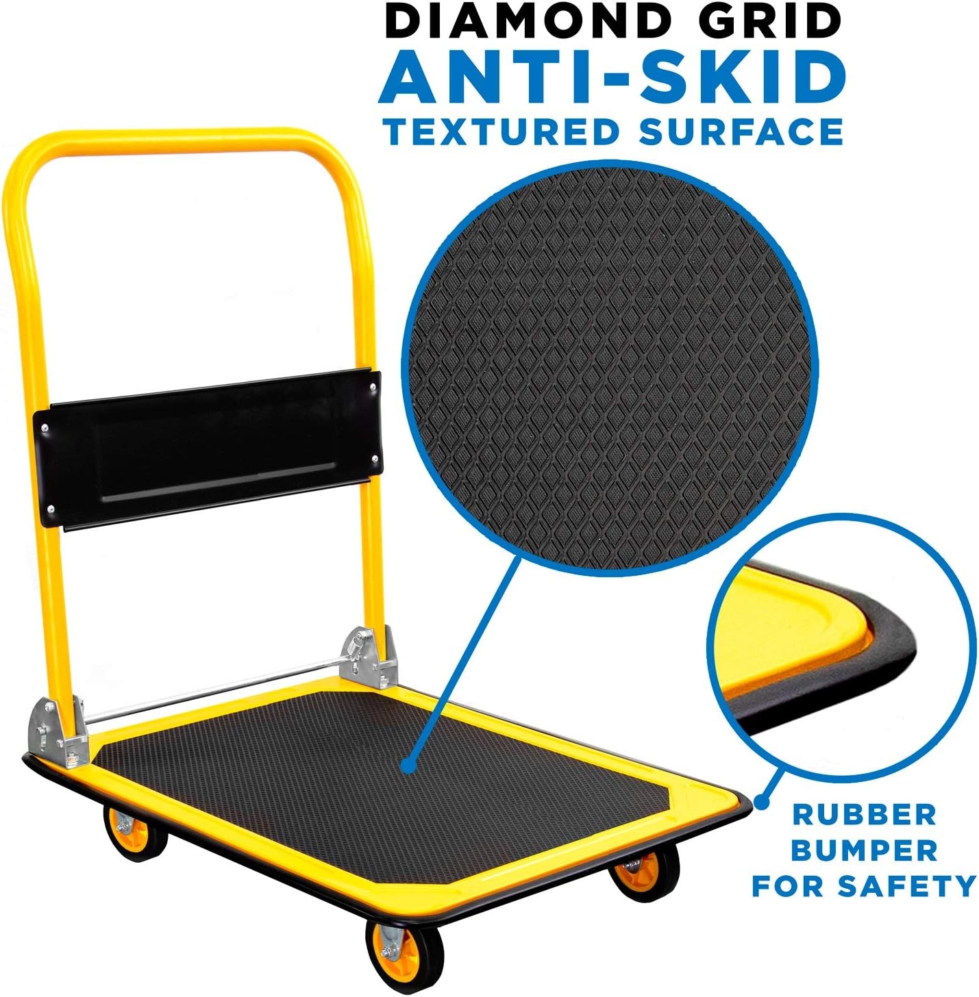 image:imageMountIt Folding Hand Truck Dolly Platform Truck 330 lb Heavy Duty Flatbed Cart with Wheels Foldable Platform Cart with 360 Swivel Casters Push Cart for Moving Boxes amp Furniture MI920660 Lbs Fixed