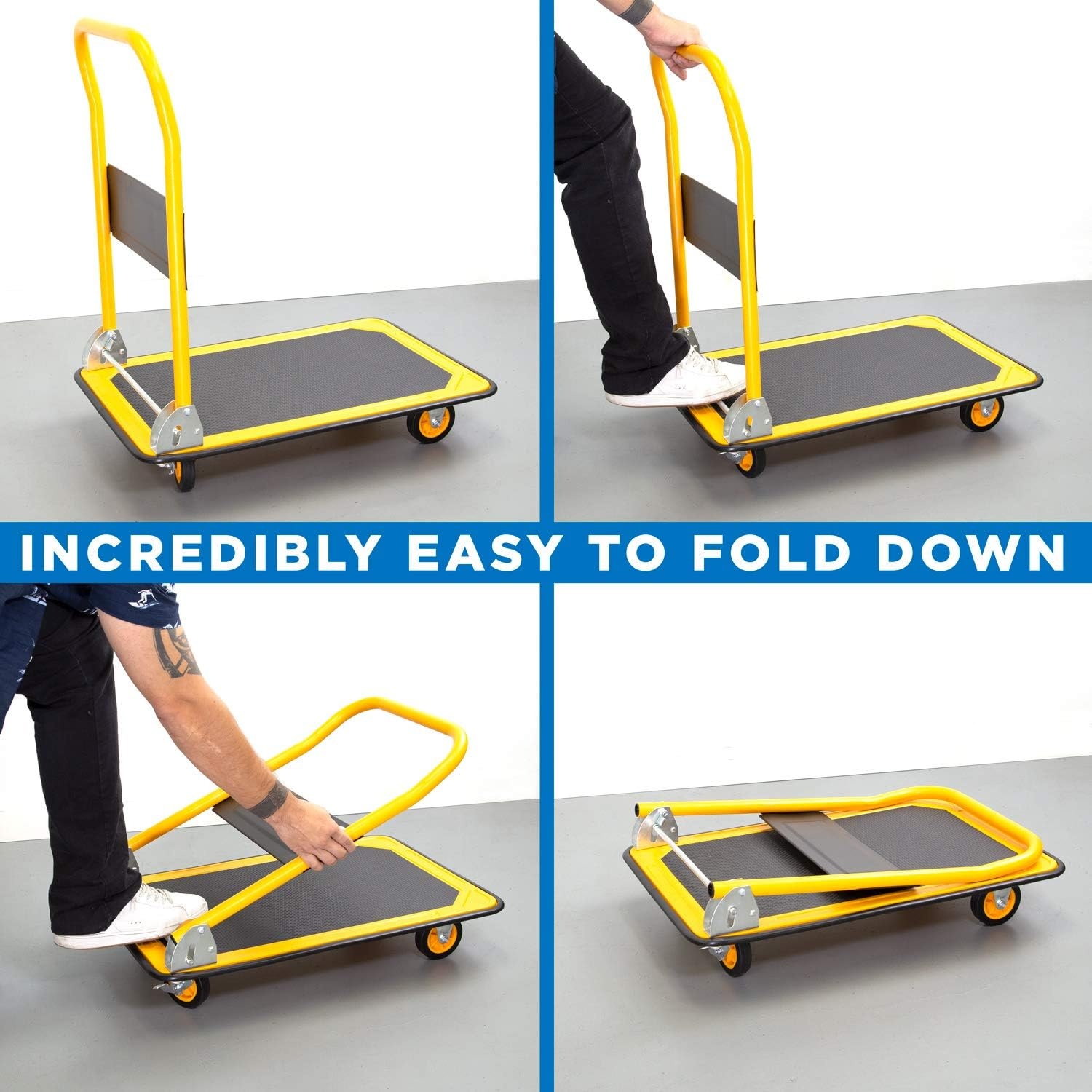 image:imageMountIt Folding Hand Truck Dolly Platform Truck 330 lb Heavy Duty Flatbed Cart with Wheels Foldable Platform Cart with 360 Swivel Casters Push Cart for Moving Boxes amp Furniture MI920660 Lbs Fixed