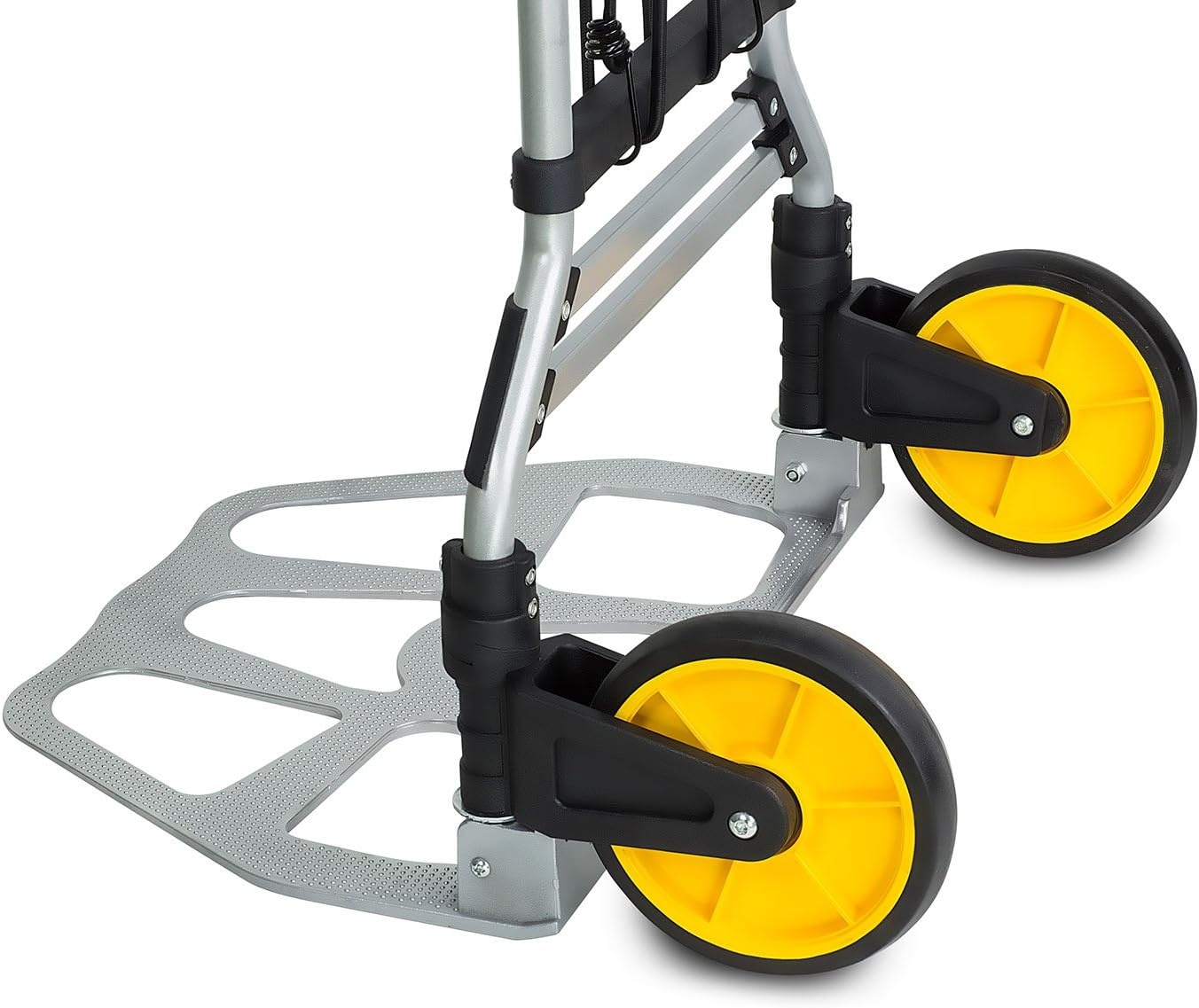 image:imageMountIt Folding Hand Truck and Dolly 264 Lb Capacity HeavyDuty Luggage Trolley Cart with Telescoping Handle and Rubber Wheels Silver Black Yellow
