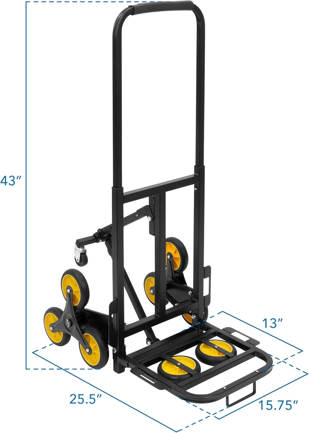 image:imageMountIt Folding Hand Truck and Dolly HeavyDuty Luggage Trolley Cart with Telescoping Handle and Rubber Wheels Silver Black Yellow 130 Lb Capacity