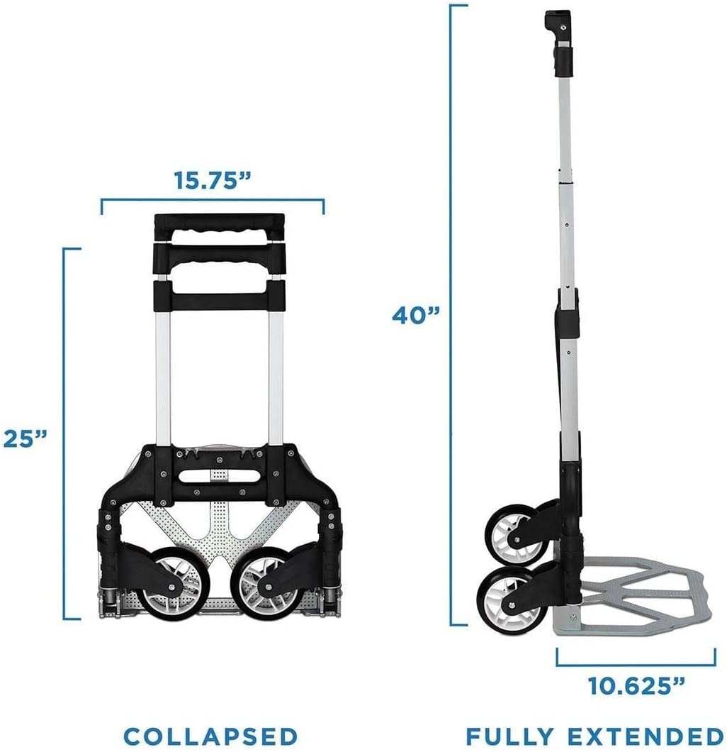 image:imageMountIt Folding Hand Truck and Personal Dolly Aluminum Trolley Heavy Duty 264 Lb Capacity Cart Dolly Cart with Wheels of Durable Rubber Soft Grip Telescoping Handle for Indoor Outdoor Foldable165 Lb Capacity