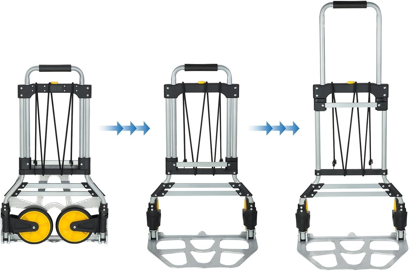image:imageMountIt Folding Hand Truck and Personal Dolly Aluminum Trolley Heavy Duty 264 Lb Capacity Cart Dolly Cart with Wheels of Durable Rubber Soft Grip Telescoping Handle for Indoor Outdoor Foldable264 Lb Capacity