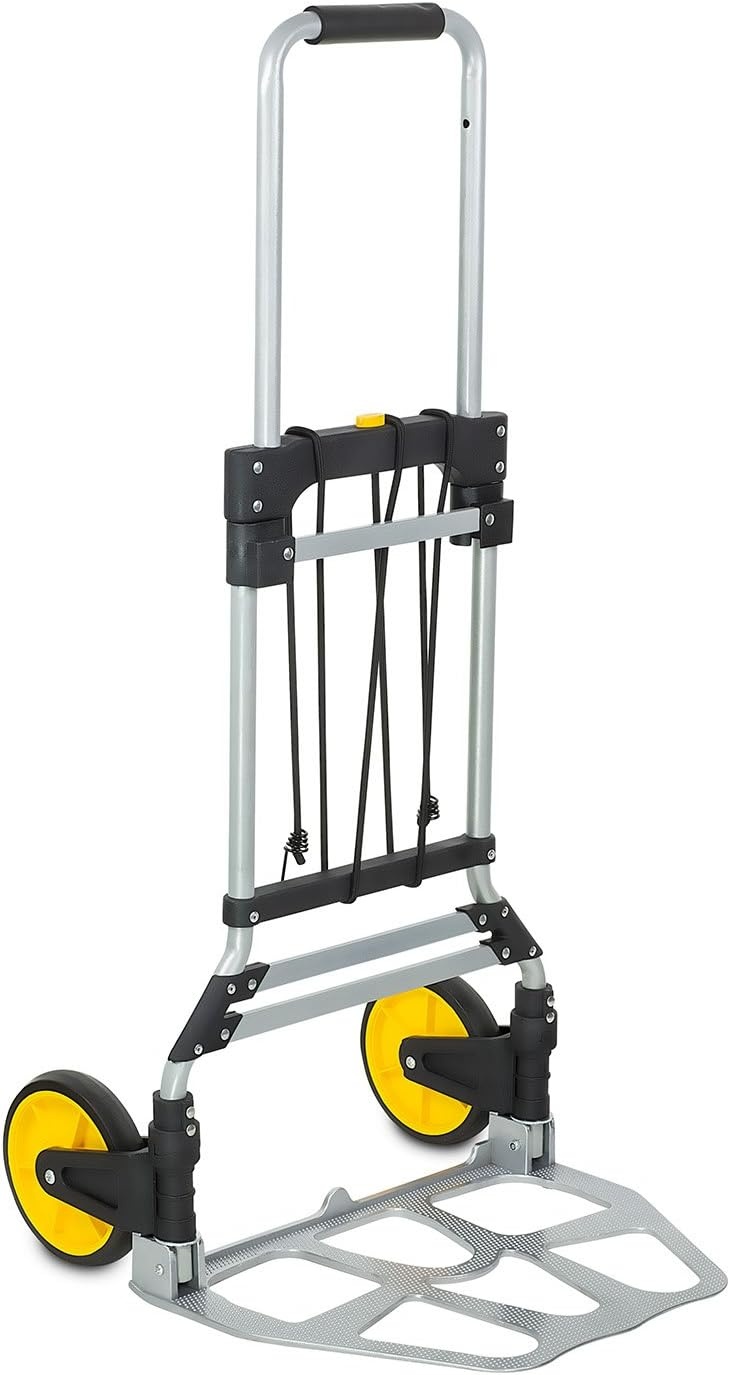 image:imageMountIt Folding Hand Truck and Personal Dolly Aluminum Trolley Heavy Duty 264 Lb Capacity Cart Dolly Cart with Wheels of Durable Rubber Soft Grip Telescoping Handle for Indoor Outdoor Foldable264 Lb Capacity