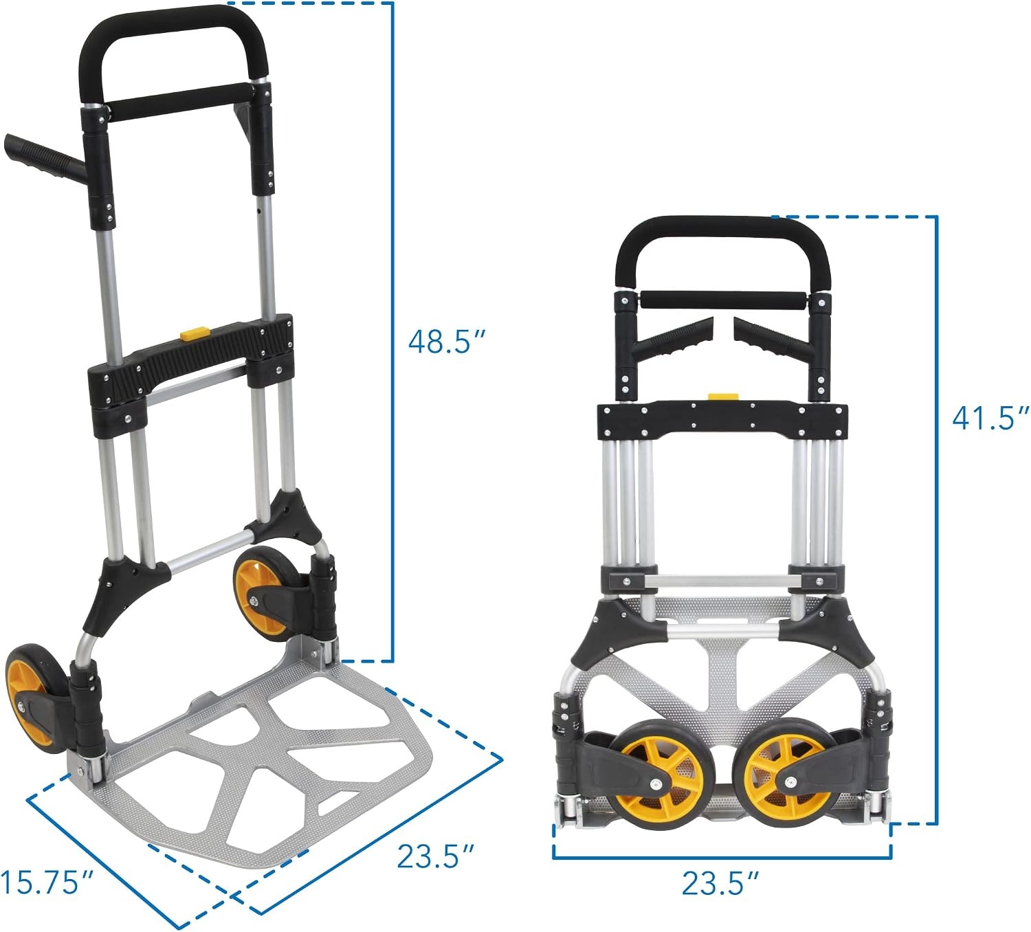 image:imageMountIt Folding Hand Truck and Personal Dolly Aluminum Trolley Heavy Duty 264 Lb Capacity Cart Dolly Cart with Wheels of Durable Rubber Soft Grip Telescoping Handle for Indoor Outdoor Foldable440 Lb Capacity