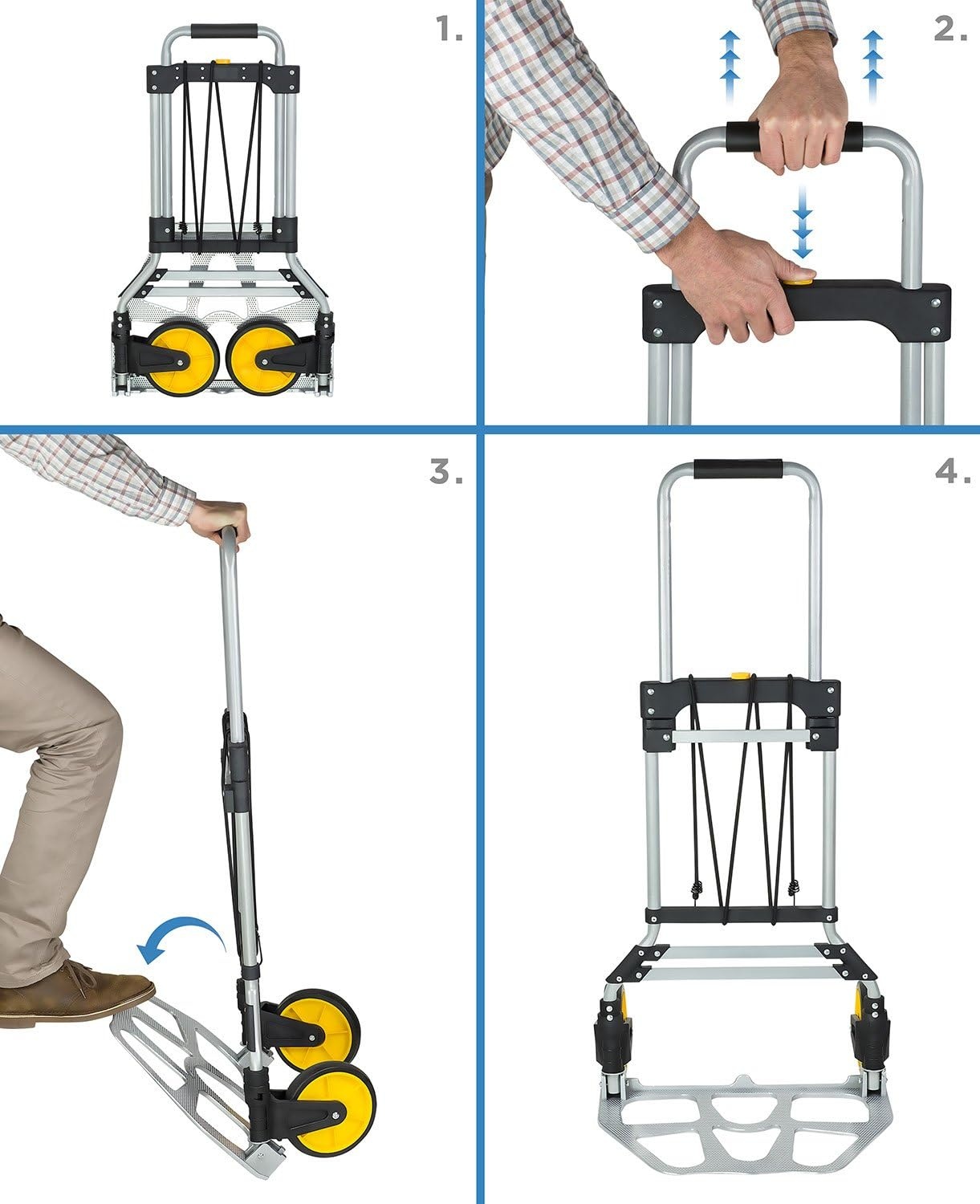 image:imageMountIt Folding Hand Truck and Personal Dolly Aluminum Trolley Heavy Duty 264 Lb Capacity Cart Dolly Cart with Wheels of Durable Rubber Soft Grip Telescoping Handle for Indoor Outdoor Foldable264 Lb Capacity