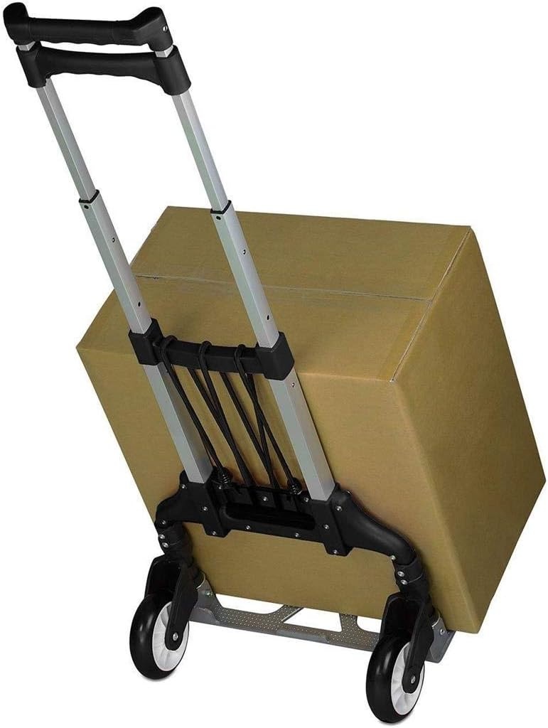 image:imageMountIt Folding Hand Truck and Personal Dolly Aluminum Trolley Heavy Duty 264 Lb Capacity Cart Dolly Cart with Wheels of Durable Rubber Soft Grip Telescoping Handle for Indoor Outdoor Foldable165 Lb Capacity