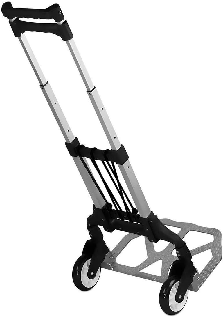 image:imageMountIt Folding Hand Truck and Personal Dolly Aluminum Trolley Heavy Duty 264 Lb Capacity Cart Dolly Cart with Wheels of Durable Rubber Soft Grip Telescoping Handle for Indoor Outdoor Foldable165 Lb Capacity