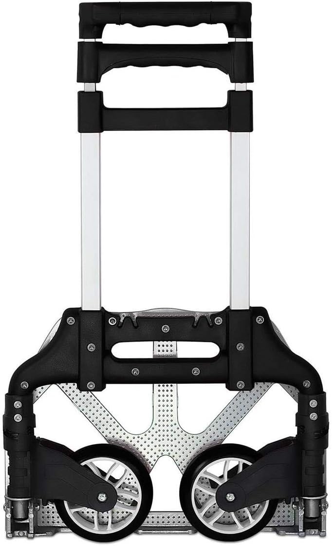 image:imageMountIt Folding Hand Truck and Personal Dolly Aluminum Trolley Heavy Duty 264 Lb Capacity Cart Dolly Cart with Wheels of Durable Rubber Soft Grip Telescoping Handle for Indoor Outdoor Foldable165 Lb Capacity